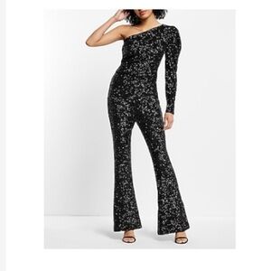Express super high waisted‎ flare sequin pant size Small